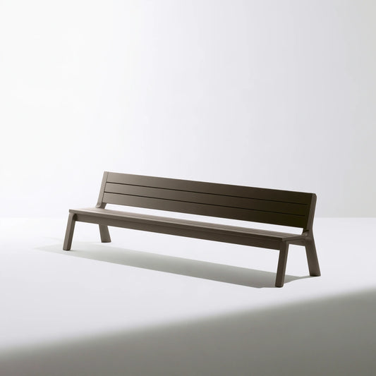 Natural wood storage bench by MirrorandMist in a warm brown finish, shown from a high-angle studio shot.