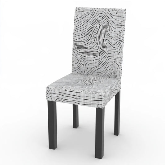 Mirrorandmist gray high-back dining chair with abstract patterned upholstery, showcasing its stylish design and comfortable seating.